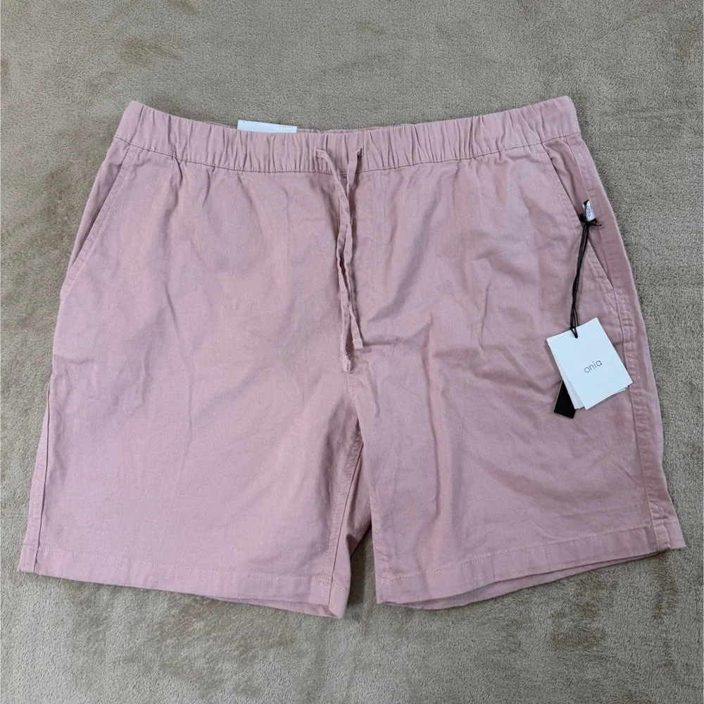 Onia Stretch Twill Pull On‎ Shorts Mens Size XL Baked Clay Pink Performance NEW